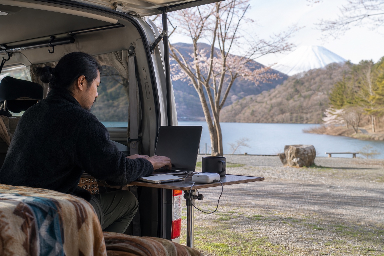 Working remotely from a van in Japan